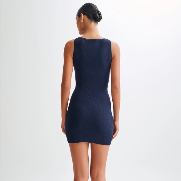 Button Front Sleeveless Ribbed Knit Mini Dress - Picture 4 of 7